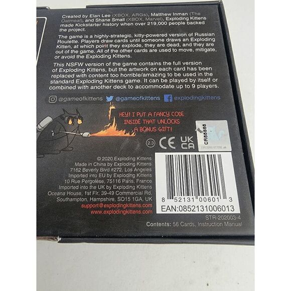 Exploding Kittens NSFW Edition 2-5 Player Adult Card Game - Picture 1 of 4